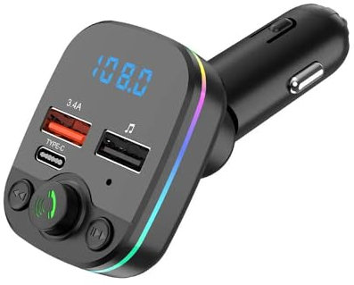Bynome FM Bluetooth Transmitter Car PD 20W Dual USB Bluetooth Car Adapter Wireless Radio Receiver Hands Free Fast Calling Music Player Support Drive with Light Switch Car Charger