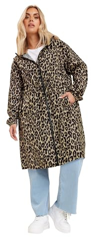 Yours Curve Leopard Print Longline Parka Jacket - Women's - Plus Size Curve