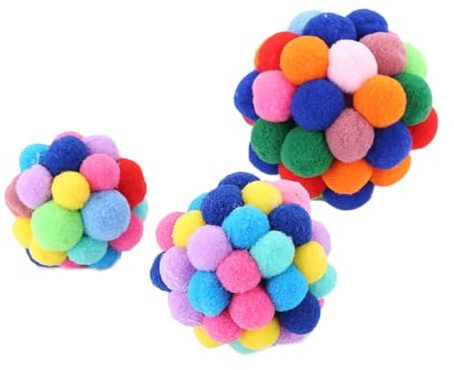 POPETPOP Balle à Grelots pour Chat Jouet de Poursuite avec Clochette Balles Colorées Amusantes pour Chats Adaptée Couleur Aléatoire