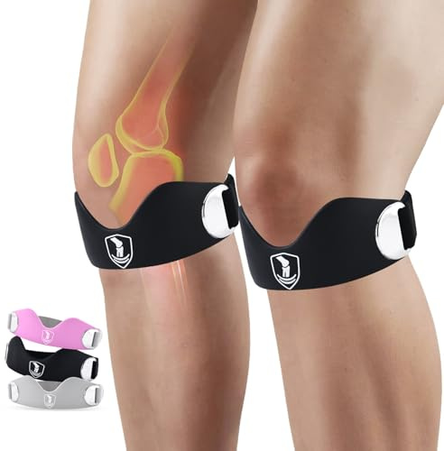 Patellar tendon support strap2 Pack, helps protect knee support for hiking, soccer, basketball, running, jumping, tennis, cycling ,Volleyball and squats， providing additional support during exercise black