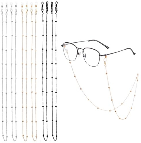 Cobee 6 Pcs Eyeglass Chains, Stylish Beaded Eyeglass Chains Vintage Reading Glasses Chain with Eyeglasses Loop Sunglasses Chain Eyeglasses Holders Around Neck for Women
