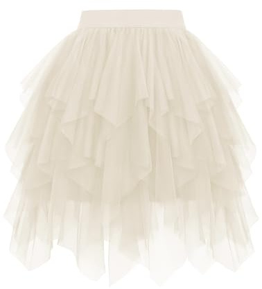 Wikoan Jupe en Tulle Femme Jupe Courte Taille Elastique Asymétriqueà 3 Couches Danse Jupes Tutu pour Fête d'halloween et Carnaval Daily Prom Party