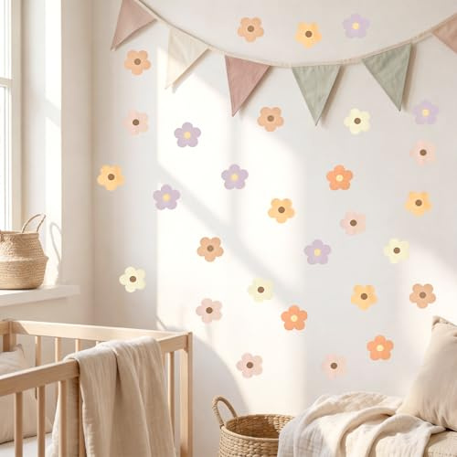 Väggdekaler med Blommor, 6 Ark Boho Väggdekaler för Barnrum, Flickrum, Vardagsrum och Klassrum, Fönster- och Väggdekoration