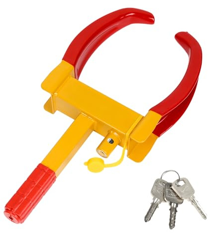 Jopassy Cepo de rueda antirrobo universal ajustable para coches, caravanas, remolques, protección de PVC, antirrobo, antirrobo, antirrobo