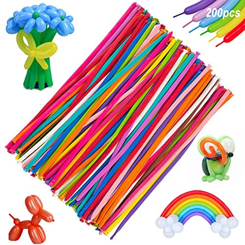 Lange Luftballon, 200 Stück Magische Luftballons, Luftballons bunt, Magic Modellierballons, Modeling Balloons Long, für Hochzeit, Geburtstag, Kindergeburtstag Party -Gemischte Farbe