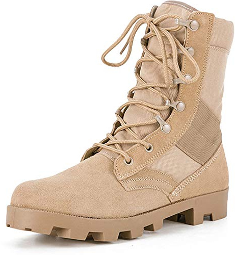 QAXZESA de los hombres Botas militares de combate del desierto Botas militares de patrulla táctica Trabajar Zapatos con cordones Seguridad Motocicleta Senderismo,Desert-42