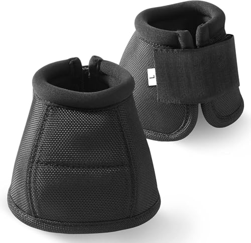 KELIJIE 2 Pcs Horse Boots and Hoof Boot Protectors, Horse Protection Training Equipment Packages and Accessories Black (M)