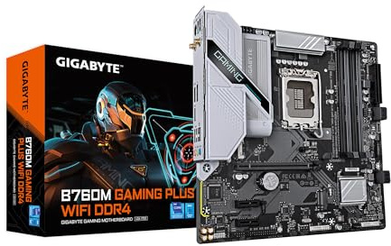 GIGABYTE - Placa Base Gaming Plus WiFi DDR4 LGA 1700 Intel B760 M-ATX con DDR4, 2 x M.2, PCIe 4.0, USB 3.2 Gen 1 Type-C, WiFi 6GbE LAN, Q-Flash Plus, PCIe EZ-Latch