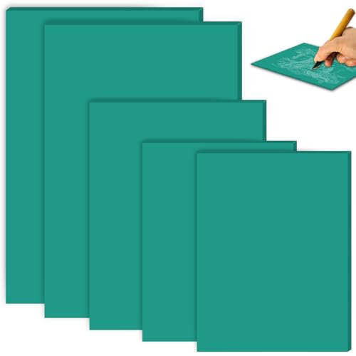 BAIFULAI 5 Stück Weichgummi Linoldruck Platte, 2A4+A5+2A6 Weichgummi Linoleum Platte, Grün Linolschnitt Platten, PVC Linolschnitt Set für Stempel, Bastel und Druckprojekte