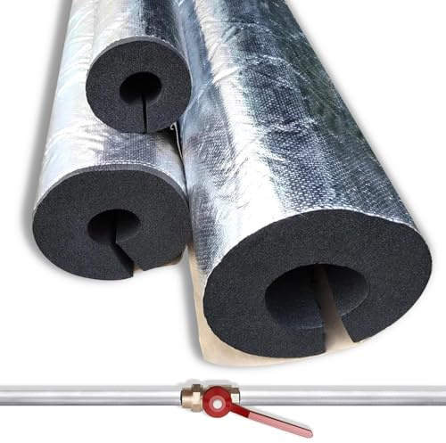 Tubo de Espuma, Fundas de Aislamiento Térmico para Tuberías Exteriores, Coquilla Aislante De Papel De Aluminio Autoadhesivo, Tubería De Aislamiento para Tubos De Agua Y Calefacción(10mmx34.0mmx0.9m)