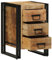 vidaXL bedside cabinet/mango wood nightstand - industrial design, brown finish, 3-drawer storage, compact furniture for bedroom/living room - 40x35x50 cm