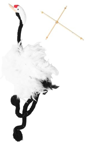 Bambola per uccelli con fili, gioco di bambole su corde – Crane Marionette Puppet fatto a mano morbido con corde pull, divertente legno di peluche interattivo per giochi interattivi e le