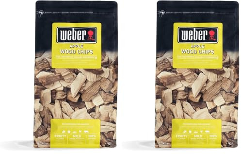 Weber Applewood Smoking Chips (700g Pack) - subtle aroma, ideal for cheese, vegetables, fish, poultry, pork & game, EU product, sustainably sourced, FSC certified wood (17621) (Pack of 2)