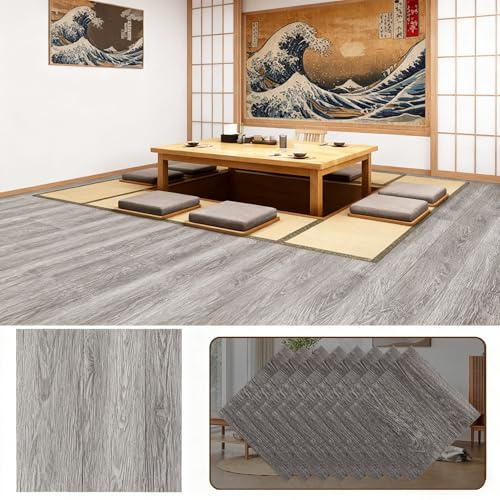 DAJAVE 40 unidades de suelo de PVC con aspecto de hormigón, 30 x 30 cm, suelo de vinilo, autoadhesivo, aspecto de hormigón, baldosas adhesivas para suelo, suelo de vinilo, antideslizantes, resistentes