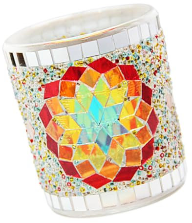 Warmhm 1pezzi Portacandele in Vetro Bicchiere Vuoto Fiori Colorati Arancione Portacandela per Aromaterapia e Decorazioni per Casa
