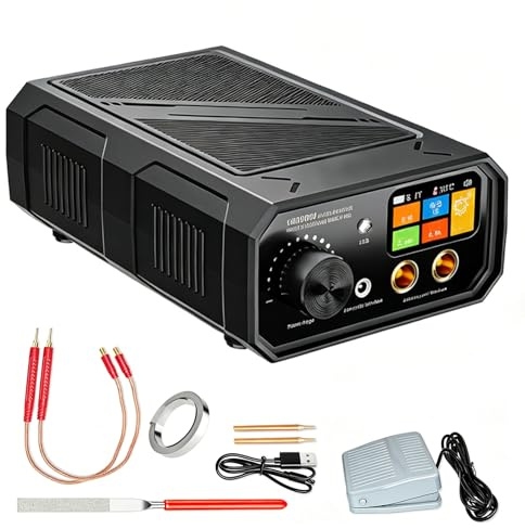 Soldadora de puntos para baterías de 10000 W, doble pulso, portátil, kit de máquina de soldadura por puntos para bricolaje, control de pies, pantalla LCD, soldadora, hogar, taller, herramienta