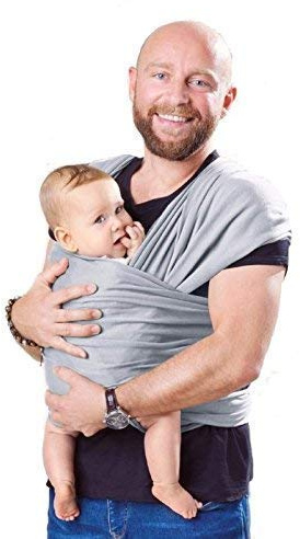Shabany® Fular portabebés – 100% algodón orgánico – portabebés para recién nacidos hasta 15 kg – tejido – incluye instrucciones – gris (jumps)