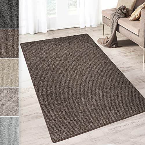 casa pura Teppich Läufer Carlton | Flachgewebe dezent Gemustert | Teppichläufer in vielen Größen | als Küchenläufer, Flurläufer (Braun - 66x100 cm)