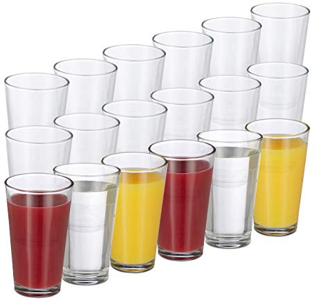 Relaxdays 18er Set Trinkgläser, dickwandige Wassergläser, schlichtes Design, spülmaschinenfest, 400 ml, transparent, glass, 18 Stück (1er Pack)