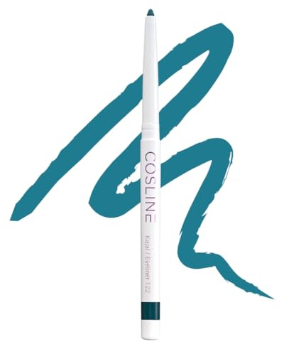 COSLINE Kajal Eyeliner Petrol 122, Türkis, Wasserfester Kajal, Verschmiert nicht, Petrolfarbener Lidstrich, Weiches Auftragen, Starke Pigmentierung, Vegan, Made in Germany