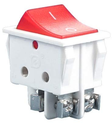 Einbau Wippschalter mit schraubkontakten, Geräteschalter, 2 polig (4pin) 16A 250~ rotbeleuchtet