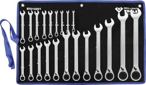 BRILLIANT TOOLS BT013221 Serie di chiavi a cricco, reversibili, 21 pz, 6 - 32 mm [Powered by KS TOOLS]