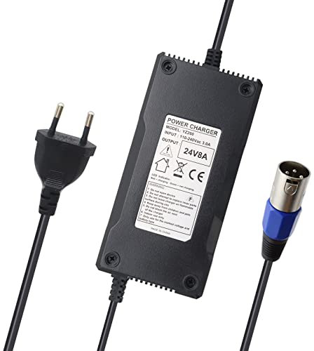Bloc d'alimentation 24 V 8 A - Câble de Charge pour Fauteuil Roulant - Trottinette électrique - Connecteur XLR 3 Broches - Remplace 1202L2 pour Batteries de vélo 24 V Prophète Marché à Hagebaumarkt