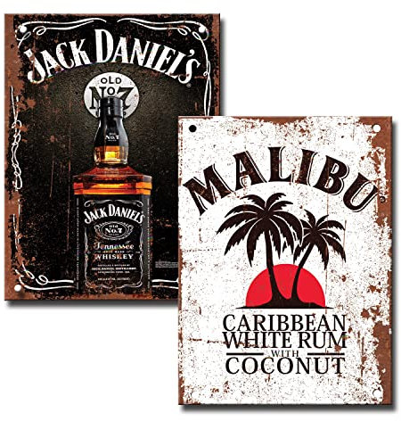 Lot de 2 panneaux de bar – Fixations incluses – Ensemble d'accessoires de bar pour la maison, le pub ou le jardin, le bar, plaque murale en métal, cadeau souvenir de bar, 20 cm x 15 cm