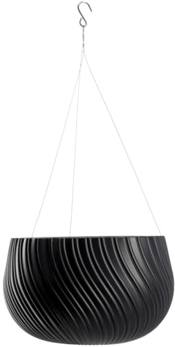 KADAX Hängkruka, blomampel med kedja och krok, hängande växtkruka för rankblommor, ytterkruka med insats, växtskydd för inomhus- och utomhusbruk (Ø 32 cm, antracit)