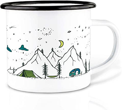 Ligarti® Emaille Tasse (leicht & robust) | Design Cup, Camping Becher handveredelt in Deutschland | Kaffeetasse, Emaillebecher