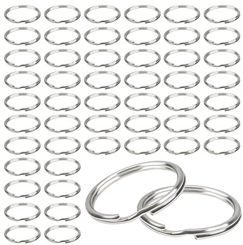 TOAOB 100 Stück Schlüsselringe 20mm Spaltringe Metall Offene Biegeringe Runde Flache Schlüsselring Silber Sprungring Set Doppelring Biegeringe für Schlüssel Haustier Tag Art Craft Making