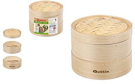 Cuiseur vapeur Quttin Bambou 2 niveaux (19-17 x 15,5 cm)