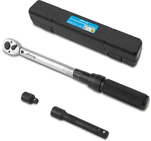 Awang Drehmomentschüssel Set 1/2”,25-220NM mit Adapter, Verlängerung und Koffer, Präzise & einfach zu bedienen für Auto Motorrad