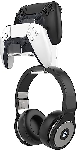 MoKo Supporto per Cuffie, Porta Cuffie da Parete, Supporto per Cuffie Compatibile con PS3, PS4, PS5, PC, STEAM, Switch/Switch 2, Supporto Cuffie Universale, Supporto per Controller, Trasparente