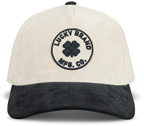 Lucky Brand Classic Cotton Adjustable | Dad Hat | Baseball Cap | Golf | Fishing | Low Profile | 5 Panel Design, MFG Co Embroidered - Cream