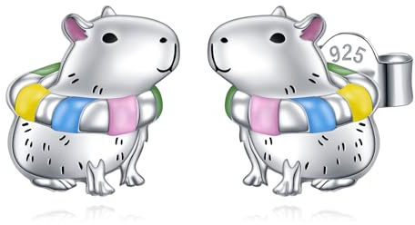 HOOHWE Capybara Örhängen i 925 Sterlingsilver för Kvinnor - Simring Allergivänliga Djur Smycken Gåvor
