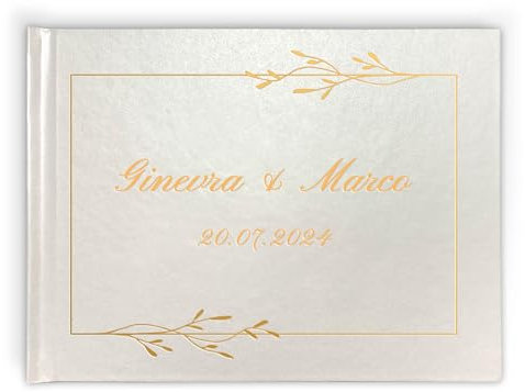 PHOTOCITY Libro degli Ospiti Matrimonio, Guest Book Matrimonio Personalizzato, Copertina Rigida Personalizzabile con Effetto 3D, Interno Bianco per Le dediche (Matrimonio/Anniversario)