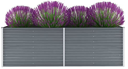 Xichuzi Garten-Hochbeet, Pflanzkübel, Kräuterbeet, Hochbeete-kit, Schneckenzaun, Pflanztrog, Pflanzgefäße, Pflanzfolie Für Hochbeet,Teichbecken, Verzinkter Stahl 240x80x77 cm Grau