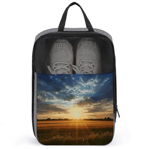 Field Sunrise skoväska reseskoorganisatör vattentålig skopåse med dragkedja sneaker dammväska, grå, en storlek, modern