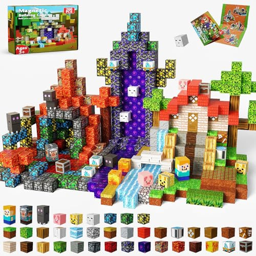 Magnetic Blocks - 200PCS Magnetic Blocks for Kids Ages 4 5 6 7 8+, Magnetic Building Blocks, Magnet Blocks, STEM Learning Sensory Toys, Stacking Magnets, Birthday Gifts for Boys & Girls Ages 3+