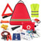 Auto-Sicherheits-Set – Erste-Hilfe-Set, Warndreieck, gelbe Weste, Handschuhe, Zugband, Eisbrecher, Lampe, Dynamo, Batteriekabel, Parkscheibe, Eiskratzer