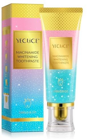 Pasta de dientes de niacinamida, 100 g, blanqueadora, blanqueadora contra las manchas de café/té, suave para las encías sensibles, sin fluoruro, con enzima de papaya y aceite de coco orgánico