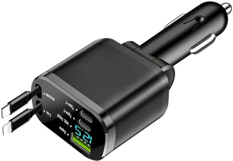 Presa Accendisigari USB Auto 120W, Caricatore Auto, Caricabatterie Auto Usb Sdoppiatore Adattatore 12V USB C PD e usb A QC3.0 per iPhone iPad Dashcam Frigorifero Auto Camper 12V/24V (5 in 1 USB C)