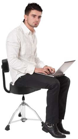 MEELRYD Trono de tambor con respaldo, taburete de tambor regulable en altura, tres patas estables con pies de goma, plegable, taburete para batería y adultos, hasta 120 kg