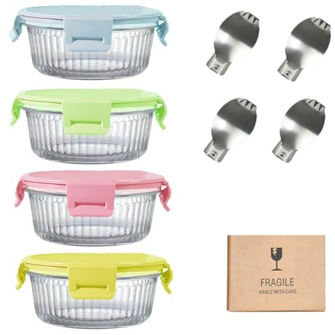 S.ROKE TTAN Runde Glasbehälter Mit Deckel (12oz glass cntainers-s)