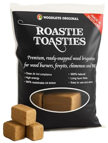 Roastie-Toastie Fire Heat Logs - Ultra Dry Compressed Fire Logs for Wood Burners, Open Fires, Multi-Fuel Stoves. Planet-Friendly Wood Briquettes. Made in Scotland. 20Kg
