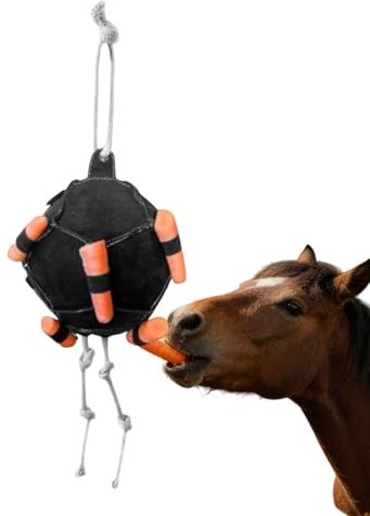 Balle À Friandises Cheval - Caoutchouc Durable 12cm | Support Carotte Interactif Jouet Anti-Ennui Stabulation Pour Jeu Entraînement Alimentation Chèvre Mouton Bétail Grange Ferme Écurie Paddock