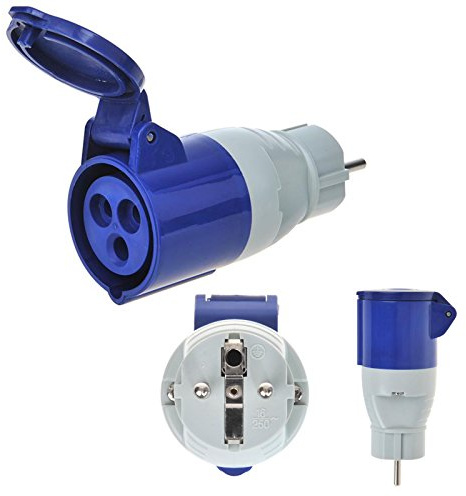 Pat CEE Adapter Schuko auf CEE 200-250V, 16A, 3polig, 12 cm, Ip44 ideal für Camping