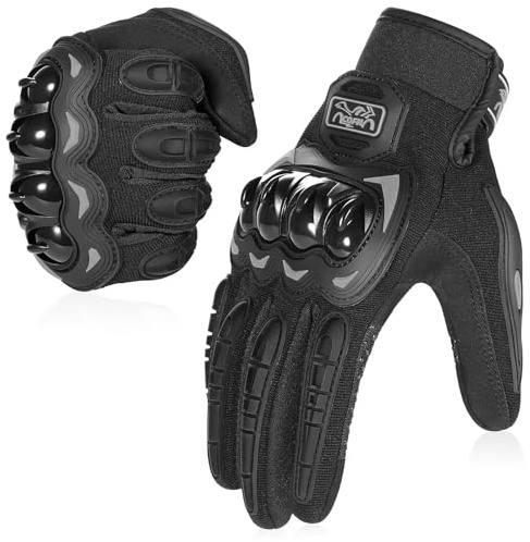 COFIT Guantes de Motos, Guantes de Pantalla Táctil Full Touch para Carreras de Motos, MTB, Escalada, Senderismo y Otros Deportes al Aire Libre - Negro L