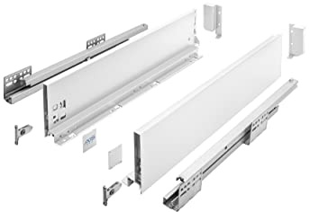 GTV Lådsystem AXIS PRO – låda set med fullt utdrag och soft-stängning – längd 350 mm – höjd 128 mm – färg vit